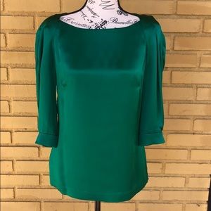 Gorgeous Emerald Grn Trina Turk 3/4 Sleeve Blouse
